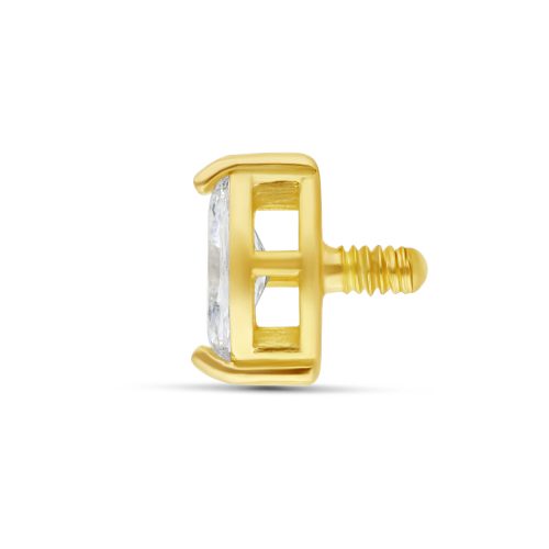 Goldener 18K Piercing-Aufsatz mit Zirkonia, 4,0 mm Größe, auf weißem Hintergrund
