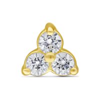 18K Gold Trinity Aufsatz mit kristallklaren Steinen auf weißem Hintergrund
