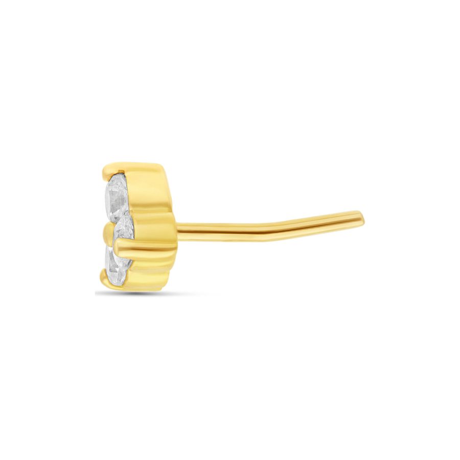 18K Gold Push Fit Trinity Aufsatz mit klaren Kristallen auf weißem Hintergrund