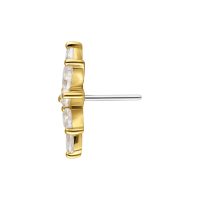 Goldener Push Fit Aufsatz mit klaren Moissanit-Kristallen, seitlich