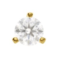 Runder, klarer Moissanit in 14K Gold Fassung, Nahaufnahme