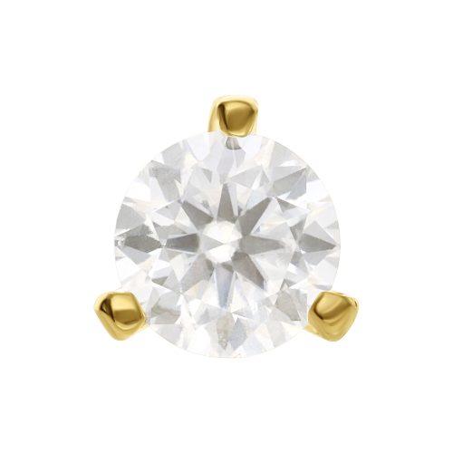 Runder, klarer Moissanit in 14K Gold Fassung, Nahaufnahme