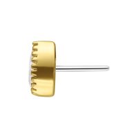 Goldener Push-Fit-Aufsatz mit klarem Kristall auf weißem Hintergrund