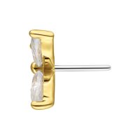 Goldener Schmetterlingsaufsatz mit klaren Kristallen auf weißem Hintergrund