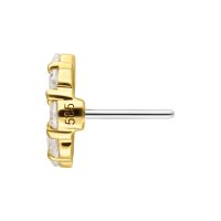 Goldener Push-Fit Aufsatz mit klaren Moissanit-Kristallen auf weißem Hintergrund