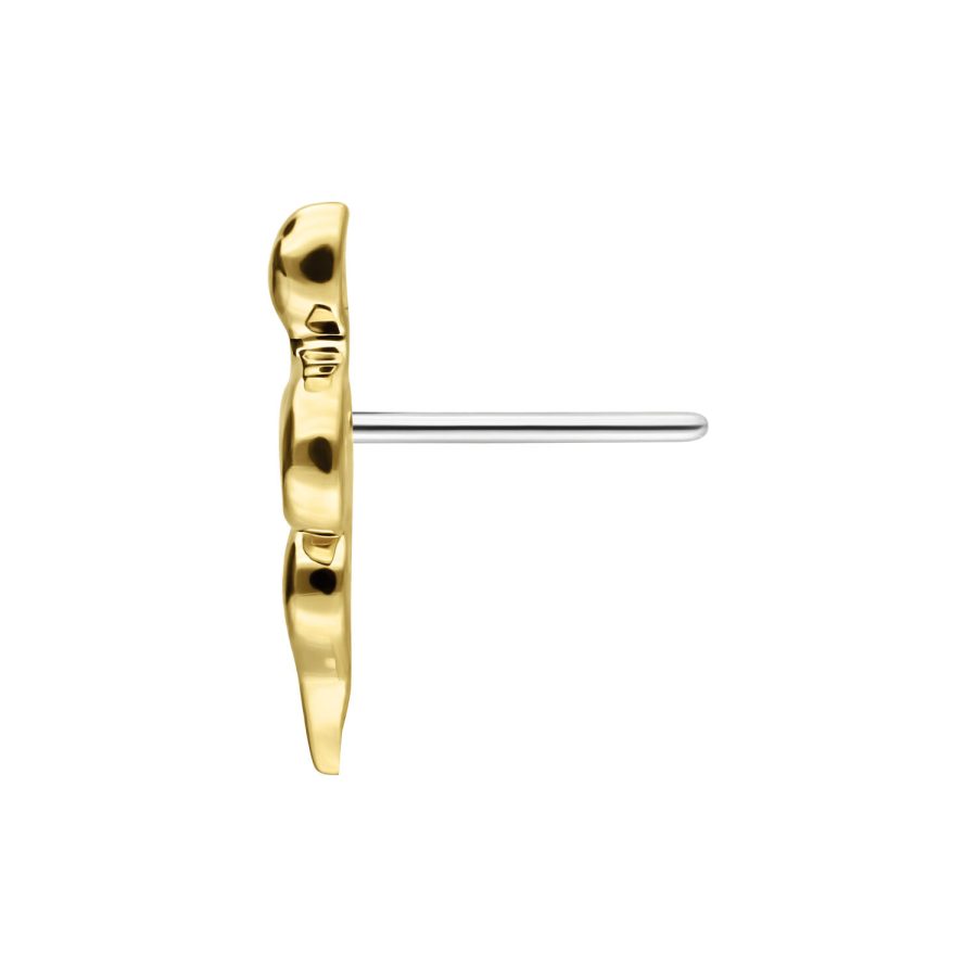 Goldener Schlangen-Aufsatz für Push-Fit-Piercing auf weißem Hintergrund