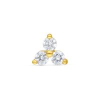 Goldener Trinity Aufsatz mit drei klaren Kristallen auf weißem Hintergrund