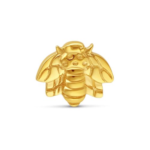 Goldener Bienenaufsatz aus 585er Gold mit feinen Details auf weißem Hintergrund