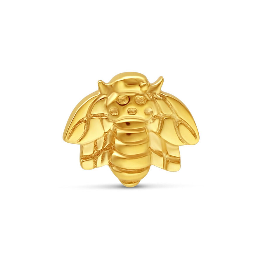 Goldener Bienenaufsatz aus 585er Gold mit feinen Details auf weißem Hintergrund
