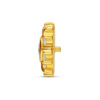 Goldener Sonnenblumen-Aufsatz mit klaren Kristallen auf weißem Hintergrund