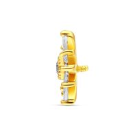 Seitliche Ansicht eines 14K Gold Kristallstern Aufsatzes mit klarem Kristall auf weißem Hintergrund