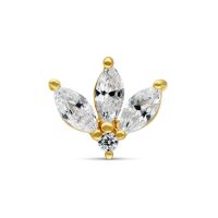 Goldener Tiara-Aufsatz mit klaren Kristallen auf weißem Hintergrund