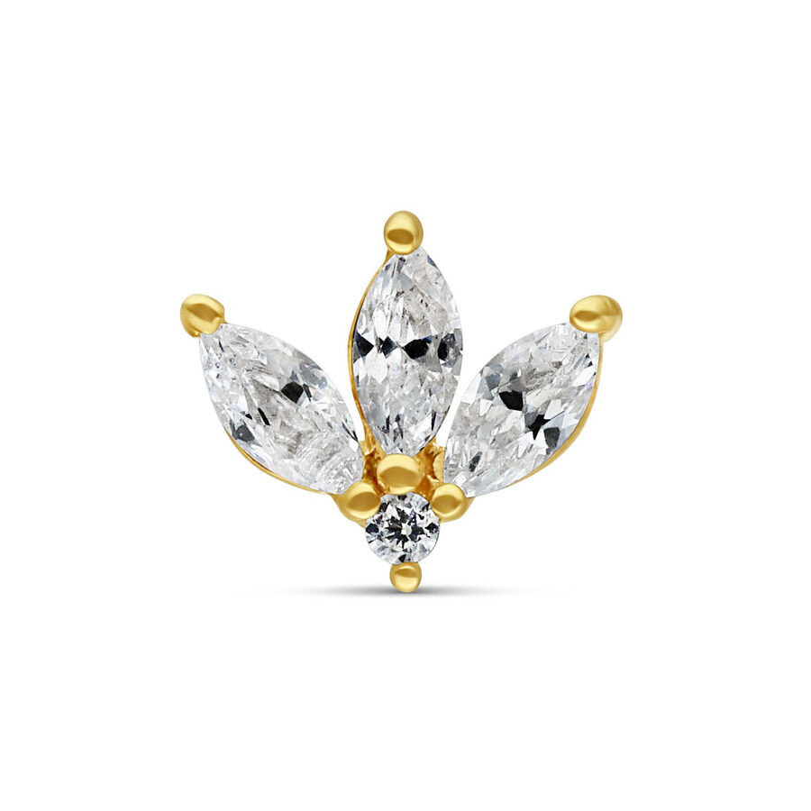 Goldener Tiara-Aufsatz mit klaren Kristallen auf weißem Hintergrund