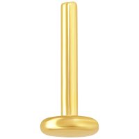 Goldener Labret Stud mit Innengewinde auf weißem Hintergrund