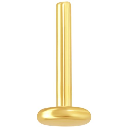 Goldener Labret Stud mit Innengewinde auf weißem Hintergrund