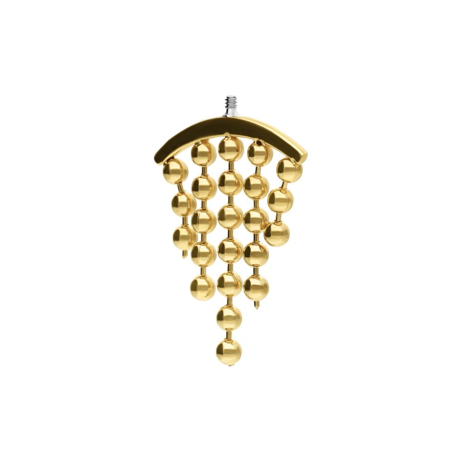 Goldener Helix Piercing Aufsatz mit klaren Kristallen auf weißem Hintergrund