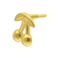 Goldener Kirsch-Aufsatz aus 14K Gold mit Innengewinde auf weißem Hintergrund