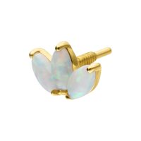 Goldener Lotus-Aufsatz mit synthetischem Opal auf weißem Hintergrund
