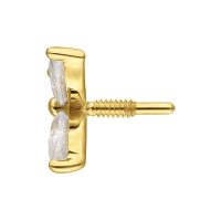 Goldener Schmetterlingsaufsatz mit Moissanit auf weißem Hintergrund
