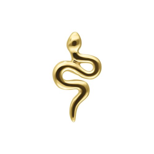 Goldener Schlangen-Aufsatz aus 14K Gold auf weißem Hintergrund