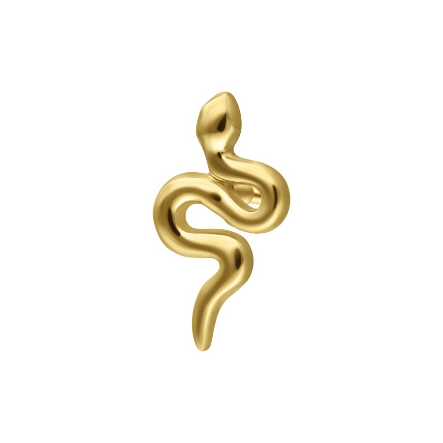 Goldener Schlangenaufsatz aus 14K Gold auf weißem Hintergrund