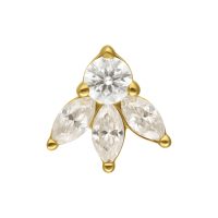 Goldener Lotus-Aufsatz mit Moissanit-Steinen auf weißem Hintergrund