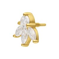 Goldener Lotus-Aufsatz mit Moissanit-Steinen auf weißem Hintergrund