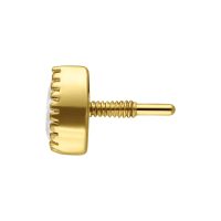 Goldener 14K Moissanit Aufsatz, seitlich auf weißem Hintergrund