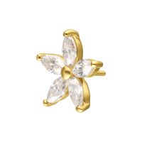 Goldener Blumen-Aufsatz mit funkelnden Moissanit-Steinen auf weißem Hintergrund