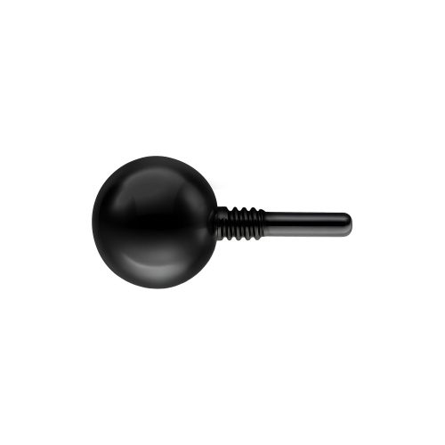 Schwarze 2,5 mm Kugel für Labret mit Innengewinde auf weißem Hintergrund