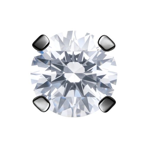 Prong Set Aufsatz mit kristallklarem Stein, schwarze Metallfassung, Nahaufnahme