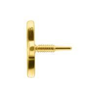 Seitliche Ansicht eines 14K Gold Lotus Aufsatzes auf weißem Hintergrund