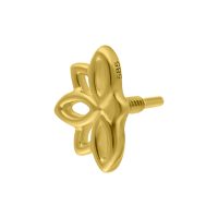 Goldener Lotus Piercingaufsatz aus 585er Gold auf weißem Hintergrund