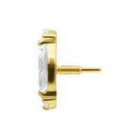 Seitlicher Blick auf 14K Gold Moissanit-Aufsatz mit Innengewinde