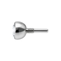 Silberner Labret-Aufsatz mit kristallklarem Kristall, 2,5 mm Kugelgröße, auf weißem Hintergrund