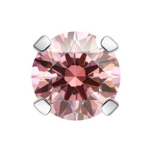 Silberner Aufsatz mit rosa Fancy Morganite Kristall, 3,0 mm Größe