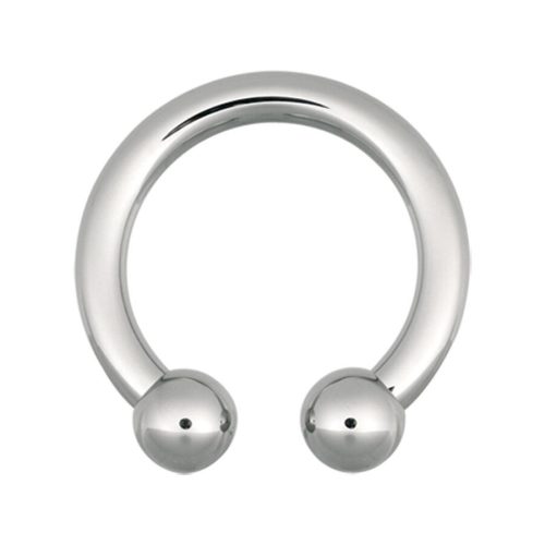 Silberner Circular Barbell mit Kugeln auf weißem Hintergrund