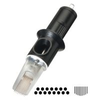 Schwarze Cheyenne Magnum Soft Edge Nadelkopf mit 10 Nadeln auf weißem Hintergrund