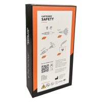 Verpackung der Cheyenne Liner TX Safety Cartridges mit 3 Nadeln, schwarzer Karton mit orangefarbenem Akzent und Sicherheitsinformationen