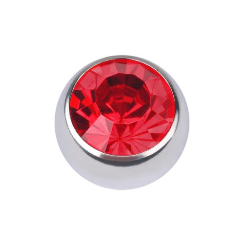 Silberne Clip in Kugel mit rotem facettiertem Kristall, 5,0 mm