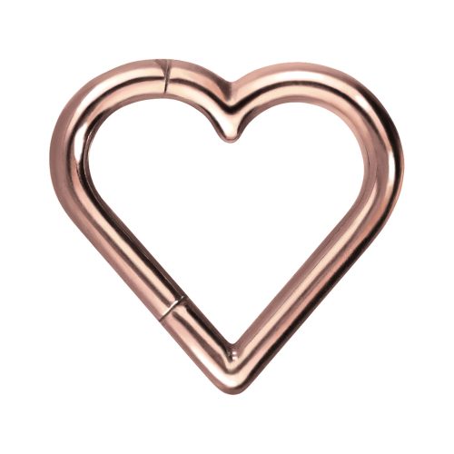 Herzförmiger Piercing-Clicker aus Titan in Roségold auf weißem Hintergrund