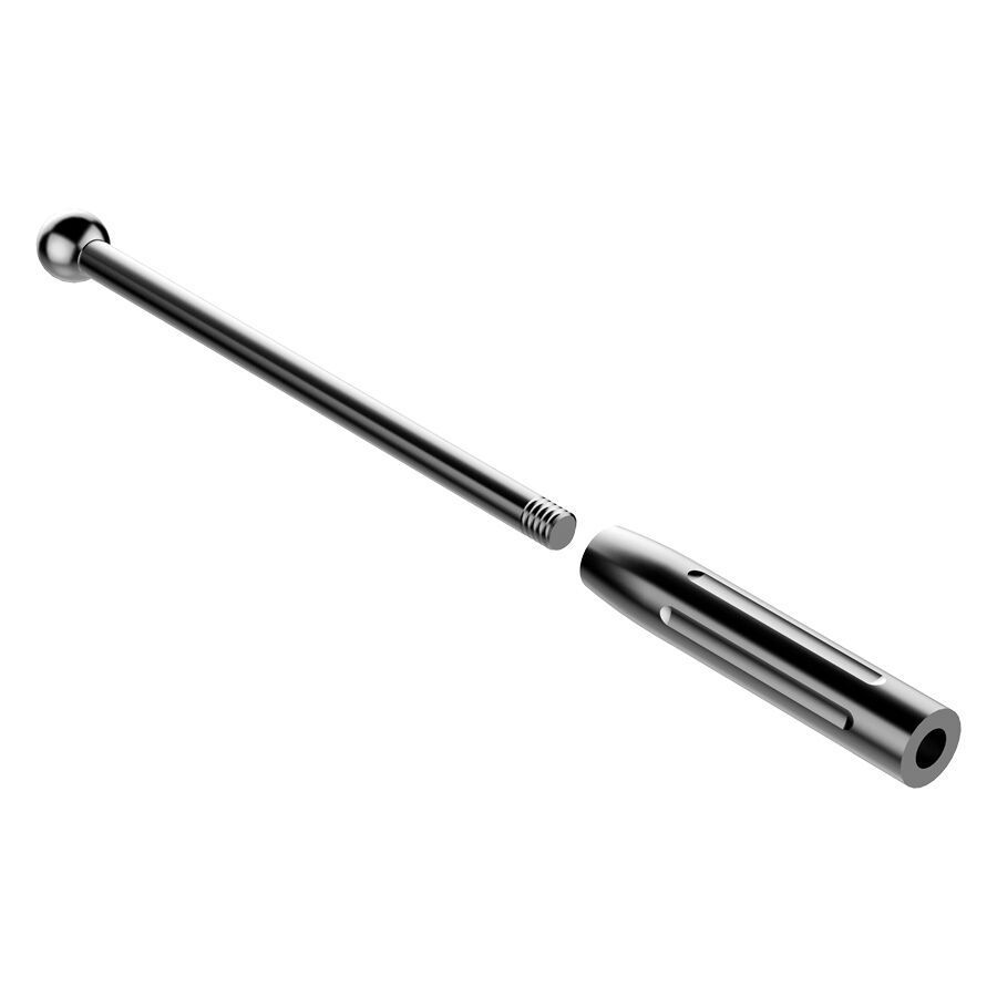 Silberne Edge Drive Pins auf weißem Hintergrund, langer Stift mit runder Spitze