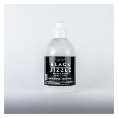 250 ml Flasche Black Jizzle Tattoo-Zubehör auf weißem Hintergrund
