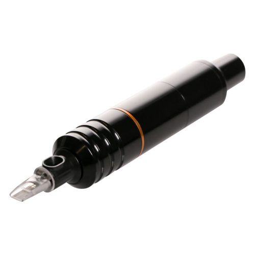 Schwarze HAWK PEN Tattoomaschine, liegend auf weißem Hintergrund