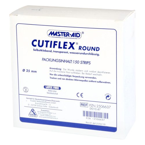 Weiße Verpackung von Cutiflex Round mit blauem Master Aid Logo