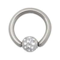 Silberner Titan Clip in Ring mit kristallklarer Kugel, 6,0 mm Durchmesser
