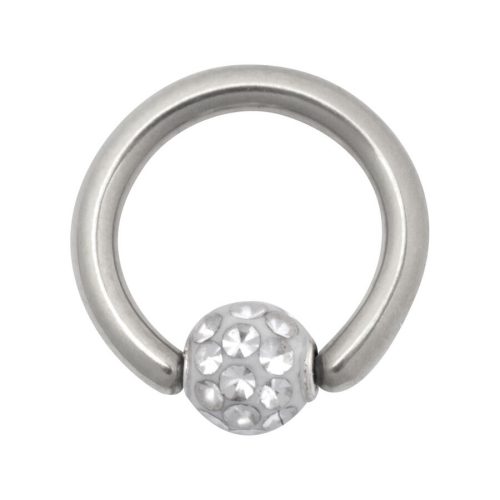 Silberner Titan Clip in Ring mit kristallklarer Kugel, 6,0 mm Durchmesser