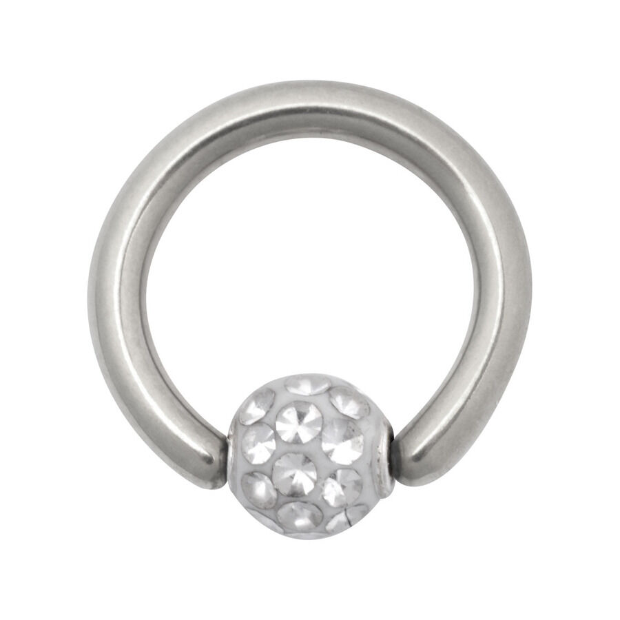 Silberner Titan Clip in Ring mit kristallklarer Kugel, 6,0 mm Durchmesser