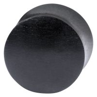 Runder schwarzer Ironwood Plug mit glatter Oberfläche auf weißem Hintergrund