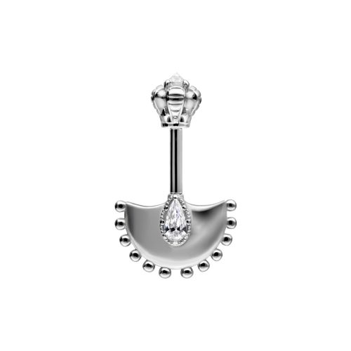 Silberner Helix Barbell mit klarem Kristall auf weißem Hintergrund